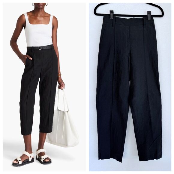 NWT Vince. Women's Cropped TENCEL™ Lyocell-blend tapered pants in Black Size XXS - Picture 1 of 16